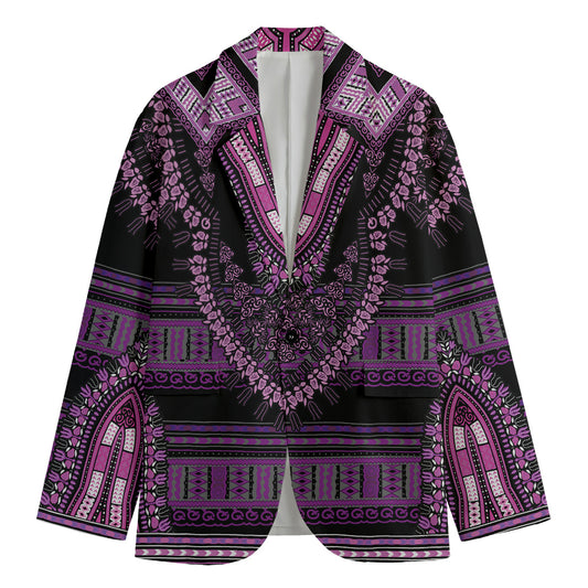 Purple And Black African Dashiki Print Men's Cotton Blazer