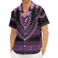 Purple And Black African Dashiki Print Men's Deep V-Neck Shirt