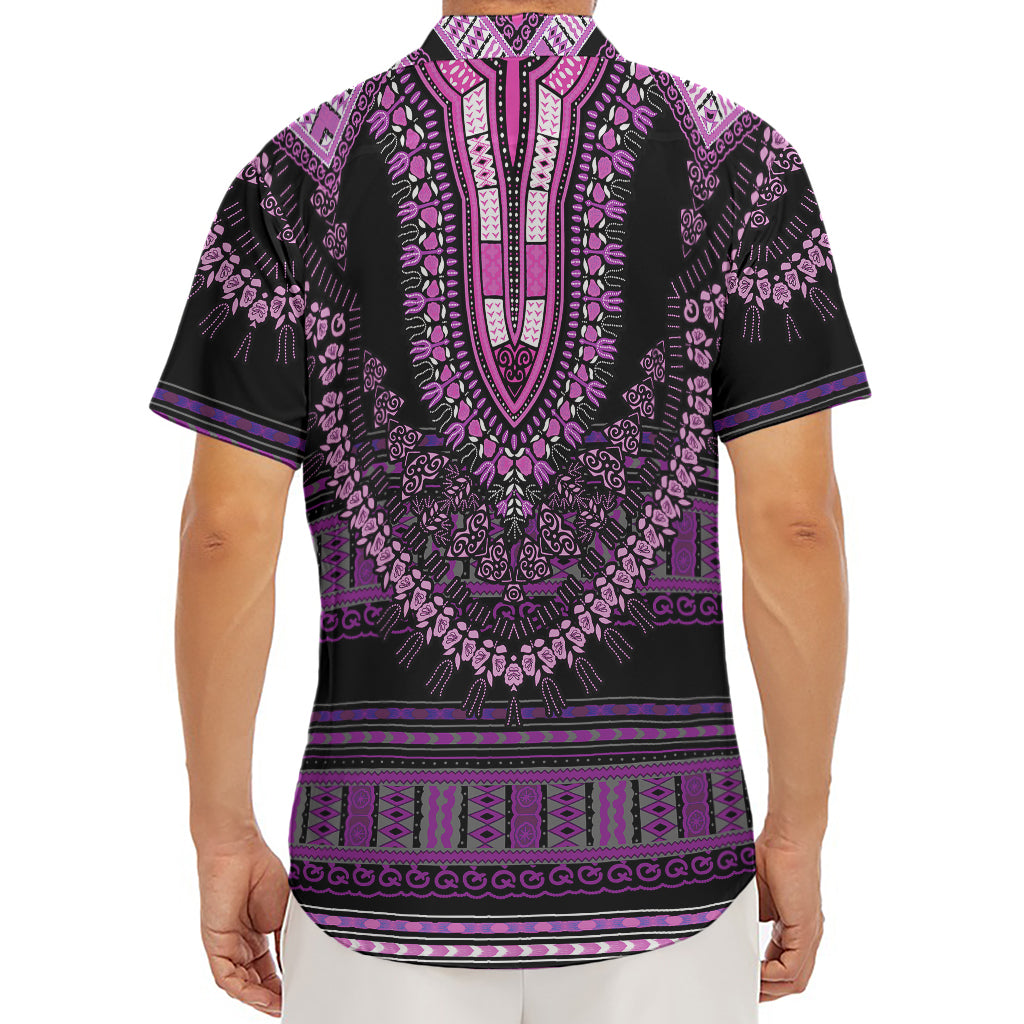 Purple And Black African Dashiki Print Men's Deep V-Neck Shirt
