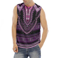 Purple And Black African Dashiki Print Men's Fitness Tank Top