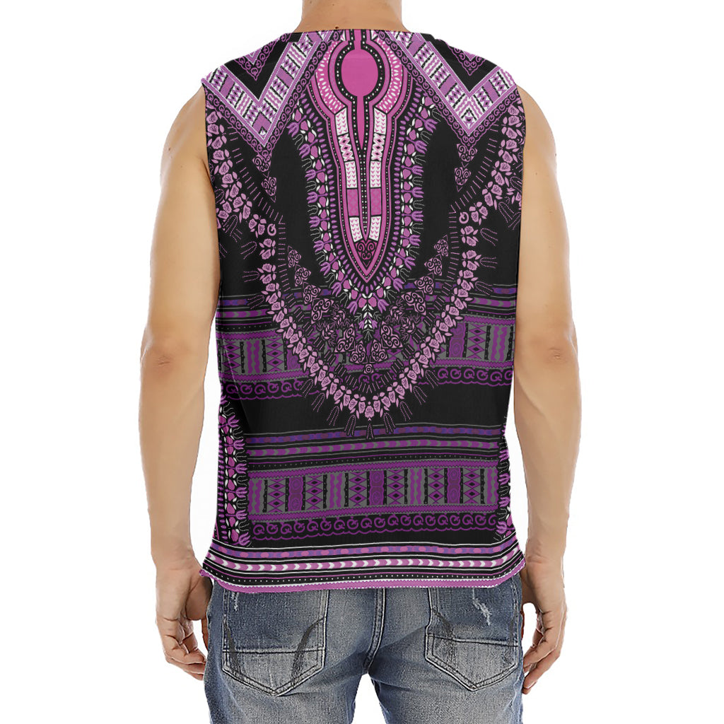 Purple And Black African Dashiki Print Men's Fitness Tank Top