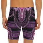 Purple And Black African Dashiki Print Men's Long Boxer Briefs