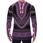 Purple And Black African Dashiki Print Men's Long Sleeve T-Shirt