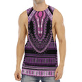 Purple And Black African Dashiki Print Men's Muscle Tank Top