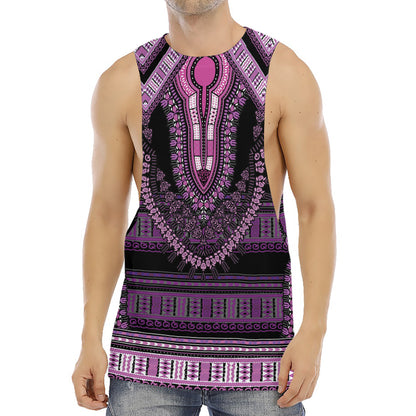 Purple And Black African Dashiki Print Men's Muscle Tank Top