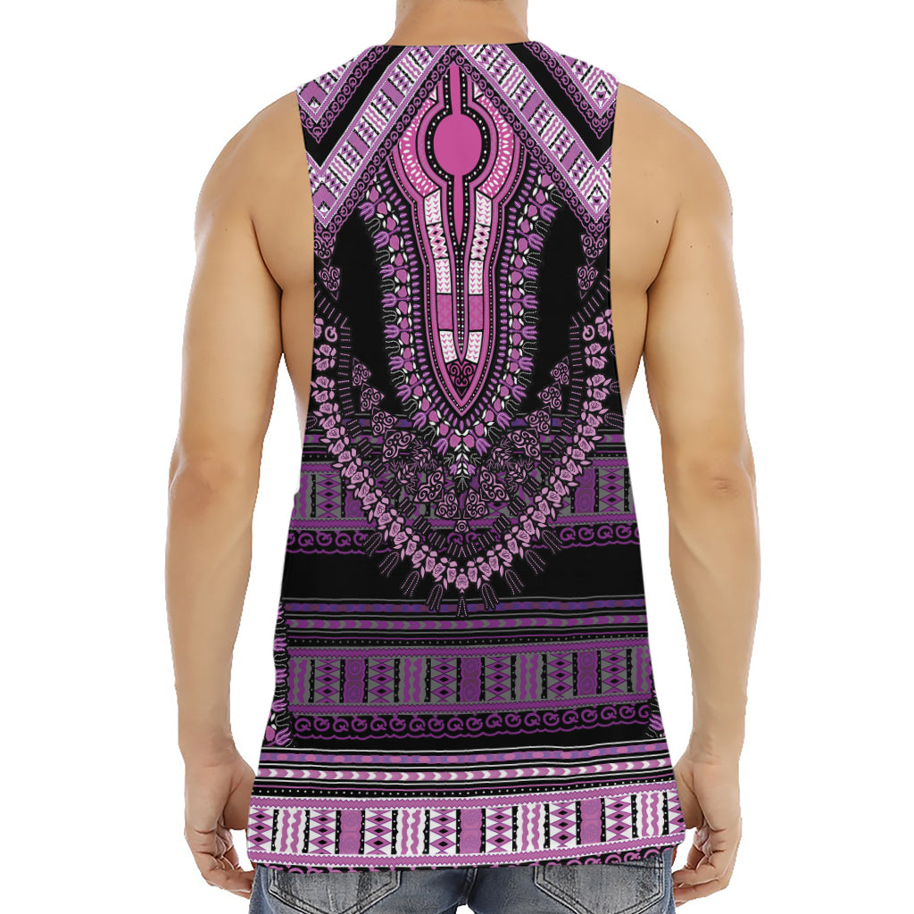 Purple And Black African Dashiki Print Men's Muscle Tank Top