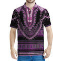 Purple And Black African Dashiki Print Men's Polo Shirt
