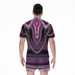 Purple And Black African Dashiki Print Men's Rompers
