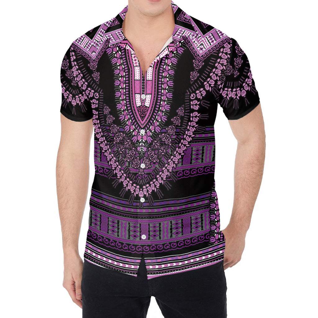 Purple And Black African Dashiki Print Men's Shirt