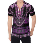 Purple And Black African Dashiki Print Men's Shirt