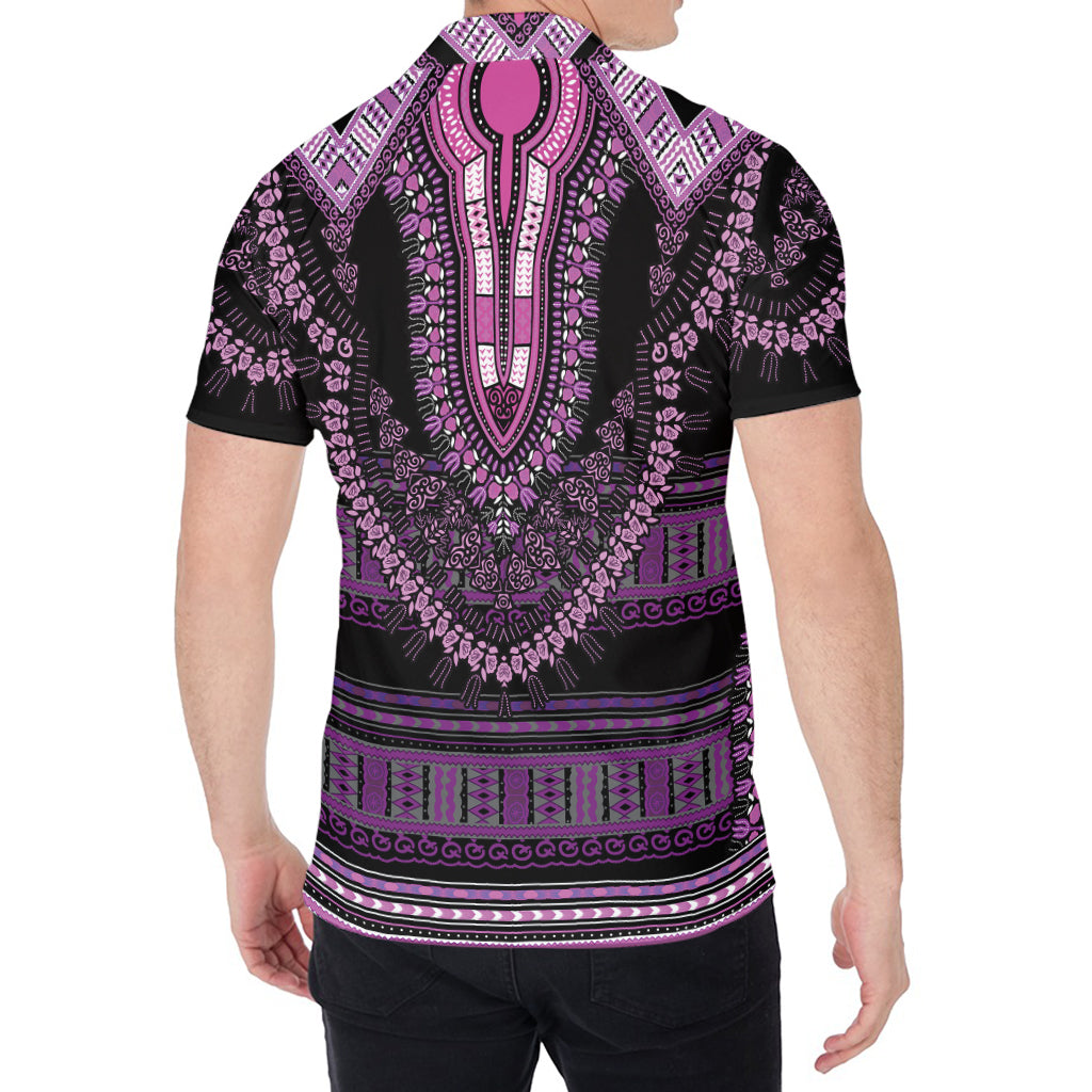 Purple And Black African Dashiki Print Men's Shirt