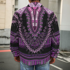 Purple And Black African Dashiki Print Men's Shirt Jacket