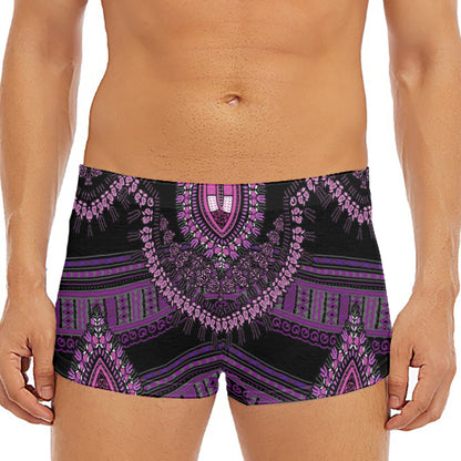 Purple And Black African Dashiki Print Men's Short Boxer Briefs