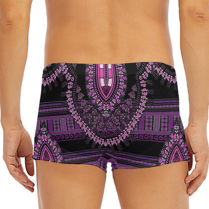 Purple And Black African Dashiki Print Men's Short Boxer Briefs