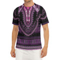 Purple And Black African Dashiki Print Men's Short Sleeve Rash Guard