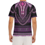 Purple And Black African Dashiki Print Men's Short Sleeve Rash Guard