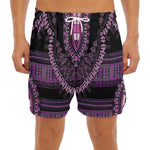 Purple And Black African Dashiki Print Men's Split Running Shorts