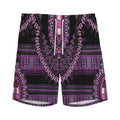 Purple And Black African Dashiki Print Men's Athletic Shorts