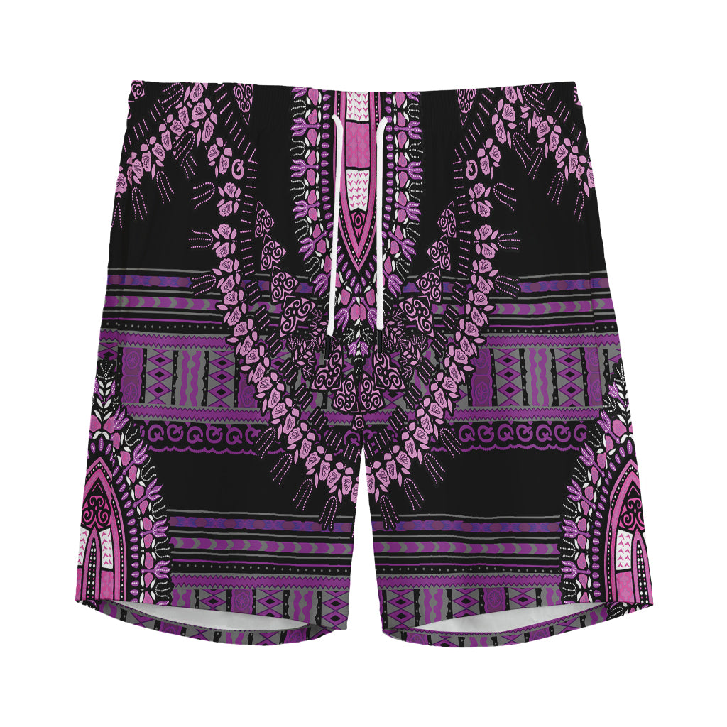 Purple And Black African Dashiki Print Men's Sports Shorts