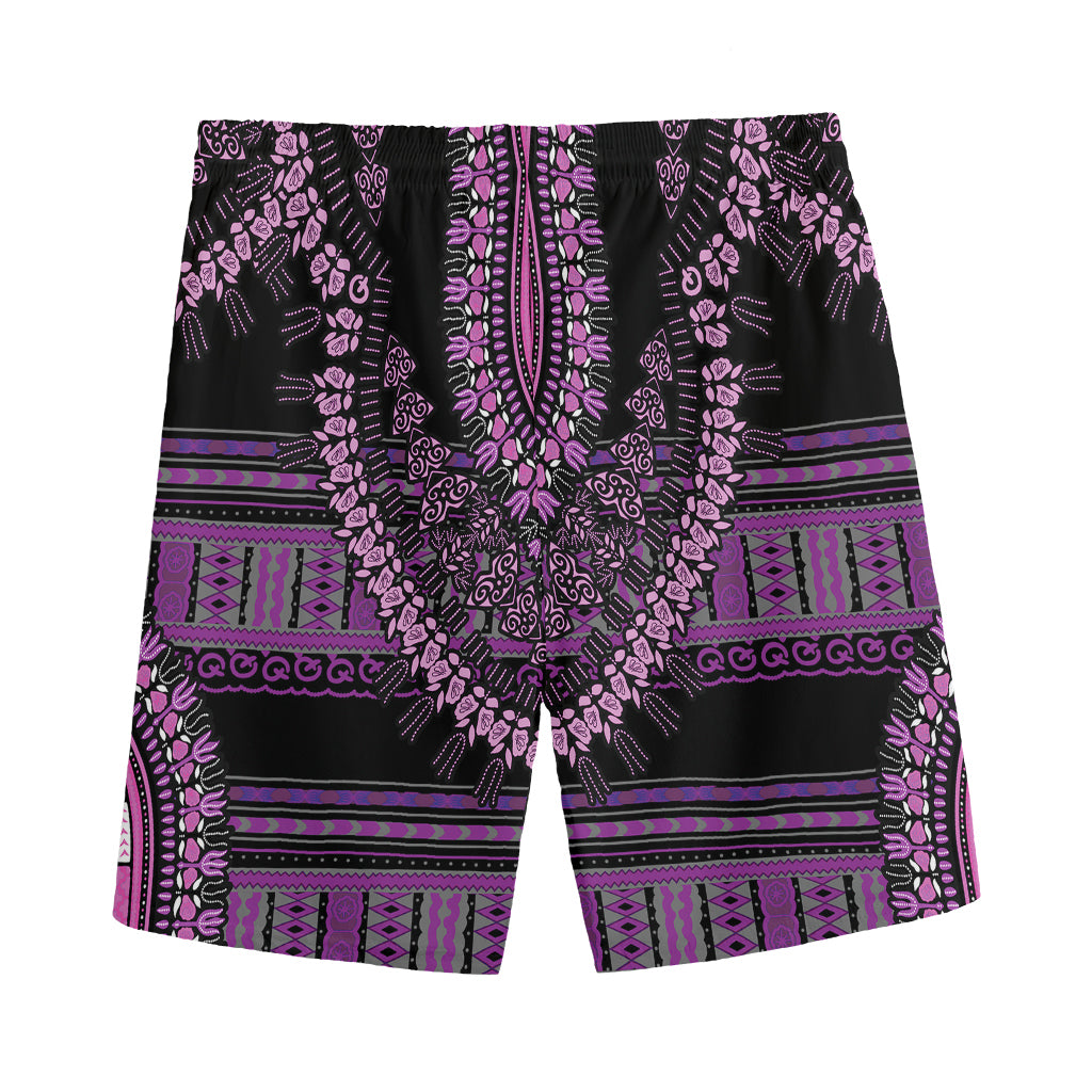 Purple And Black African Dashiki Print Men's Sports Shorts