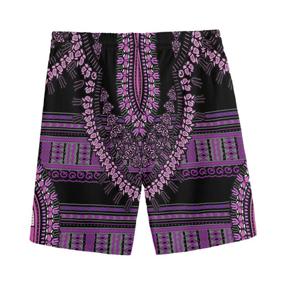 Purple And Black African Dashiki Print Men's Sports Shorts