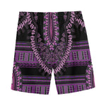Purple And Black African Dashiki Print Men's Sports Shorts