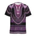 Purple And Black African Dashiki Print Men's Athletic T-Shirt
