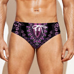 Purple And Black African Dashiki Print Men's Swim Briefs