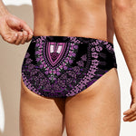 Purple And Black African Dashiki Print Men's Swim Briefs