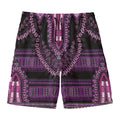 Purple And Black African Dashiki Print Men's Swim Trunks