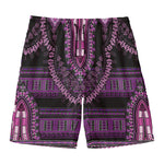 Purple And Black African Dashiki Print Men's Swim Trunks