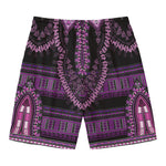 Purple And Black African Dashiki Print Men's Swim Trunks