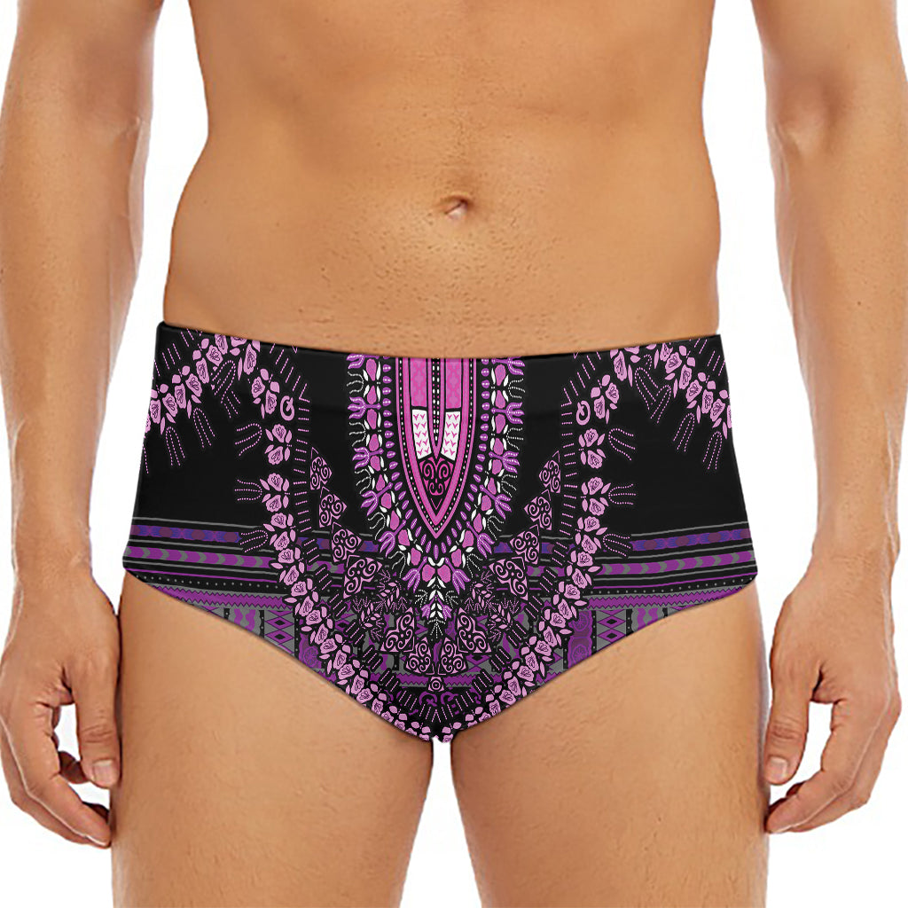 Purple And Black African Dashiki Print Men's Triangle Swim Briefs