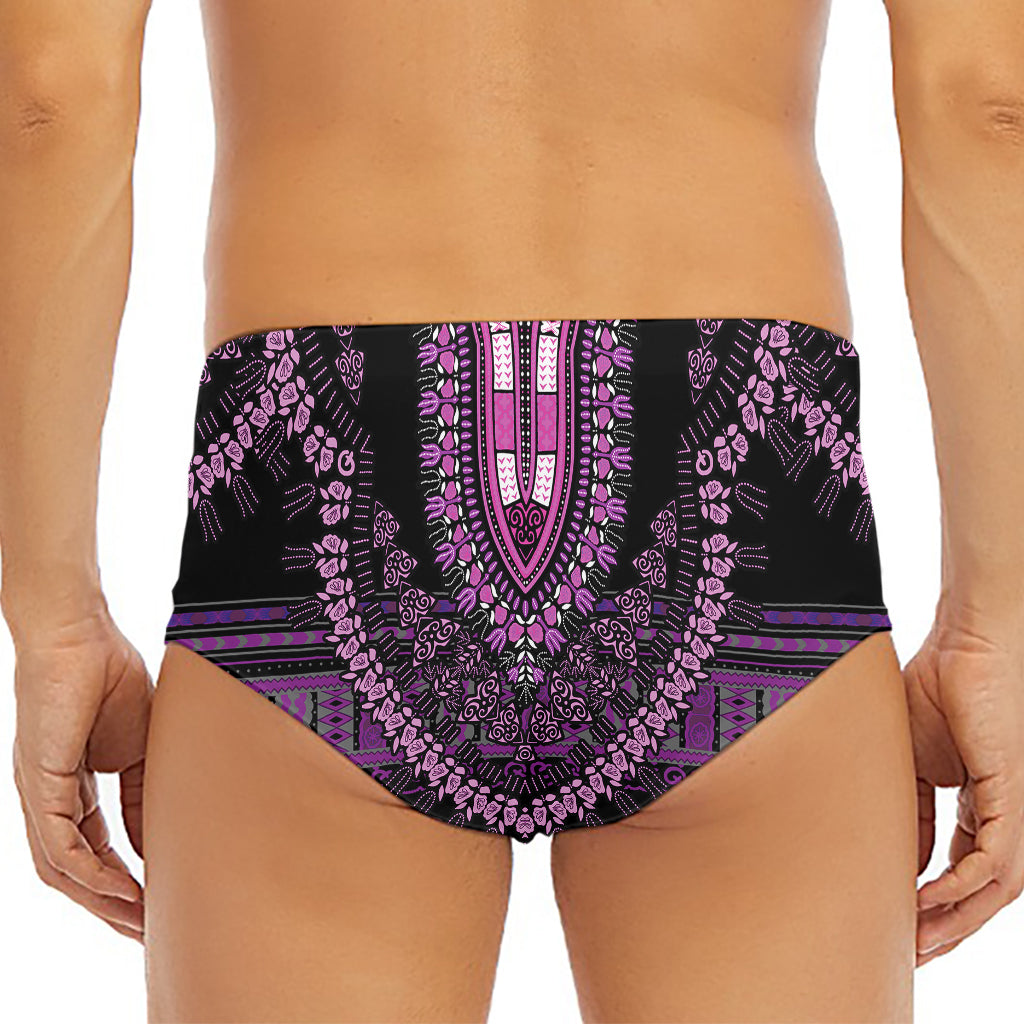 Purple And Black African Dashiki Print Men's Triangle Swim Briefs