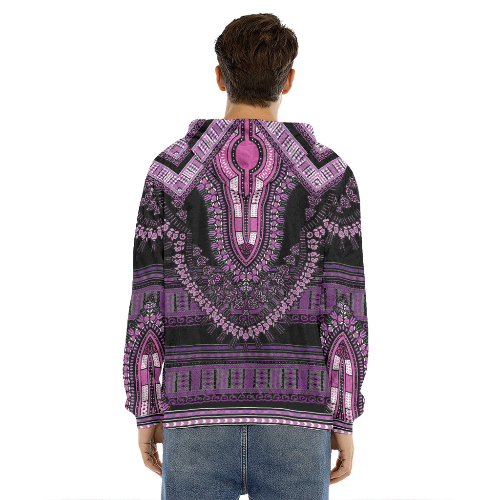 Purple And Black African Dashiki Print Men's Velvet Pullover Hoodie