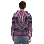 Purple And Black African Dashiki Print Men's Velvet Pullover Hoodie