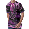 Purple And Black African Dashiki Print Men's Velvet T-Shirt