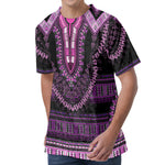 Purple And Black African Dashiki Print Men's Velvet T-Shirt