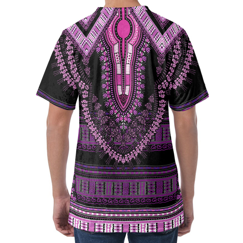 Purple And Black African Dashiki Print Men's Velvet T-Shirt