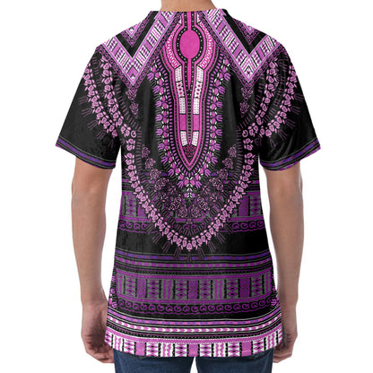 Purple And Black African Dashiki Print Men's Velvet T-Shirt