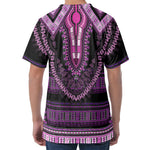 Purple And Black African Dashiki Print Men's Velvet T-Shirt