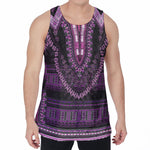 Purple And Black African Dashiki Print Men's Velvet Tank Top