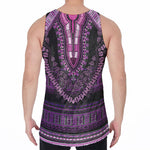 Purple And Black African Dashiki Print Men's Velvet Tank Top