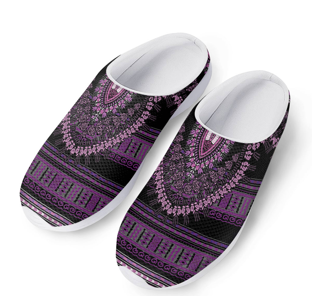 Purple And Black African Dashiki Print Mesh Casual Shoes