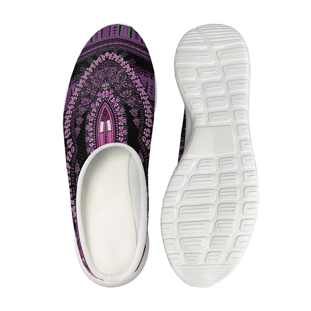 Purple And Black African Dashiki Print Mesh Casual Shoes