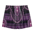 Purple And Black African Dashiki Print Mesh Shorts