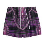 Purple And Black African Dashiki Print Mesh Shorts