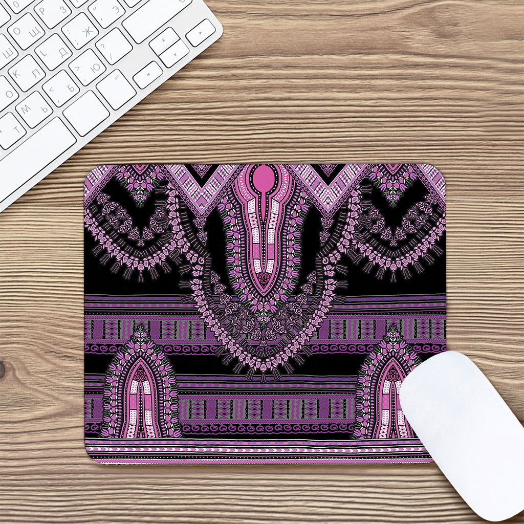 Purple And Black African Dashiki Print Mouse Pad