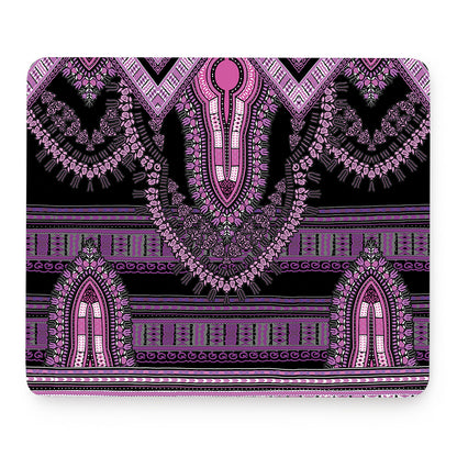 Purple And Black African Dashiki Print Mouse Pad