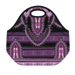 Purple And Black African Dashiki Print Neoprene Lunch Bag
